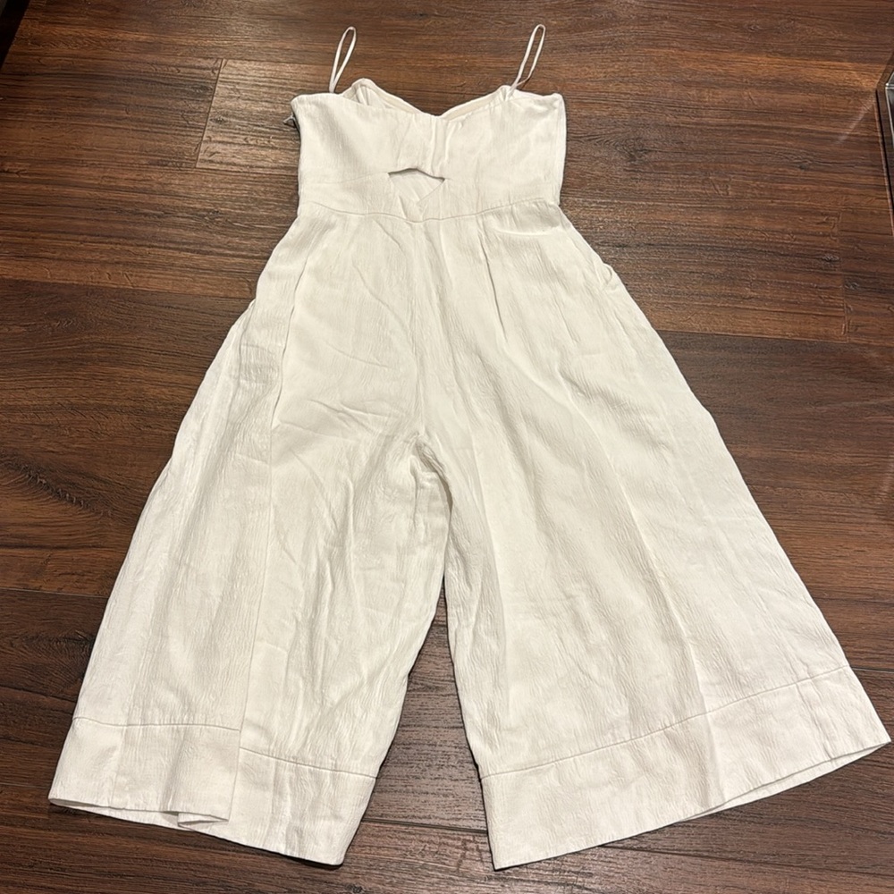 Greylin Strapless Jumpsuit, lined, side zipper in Linen/cotton blend in EUC - Picture 7 of 13